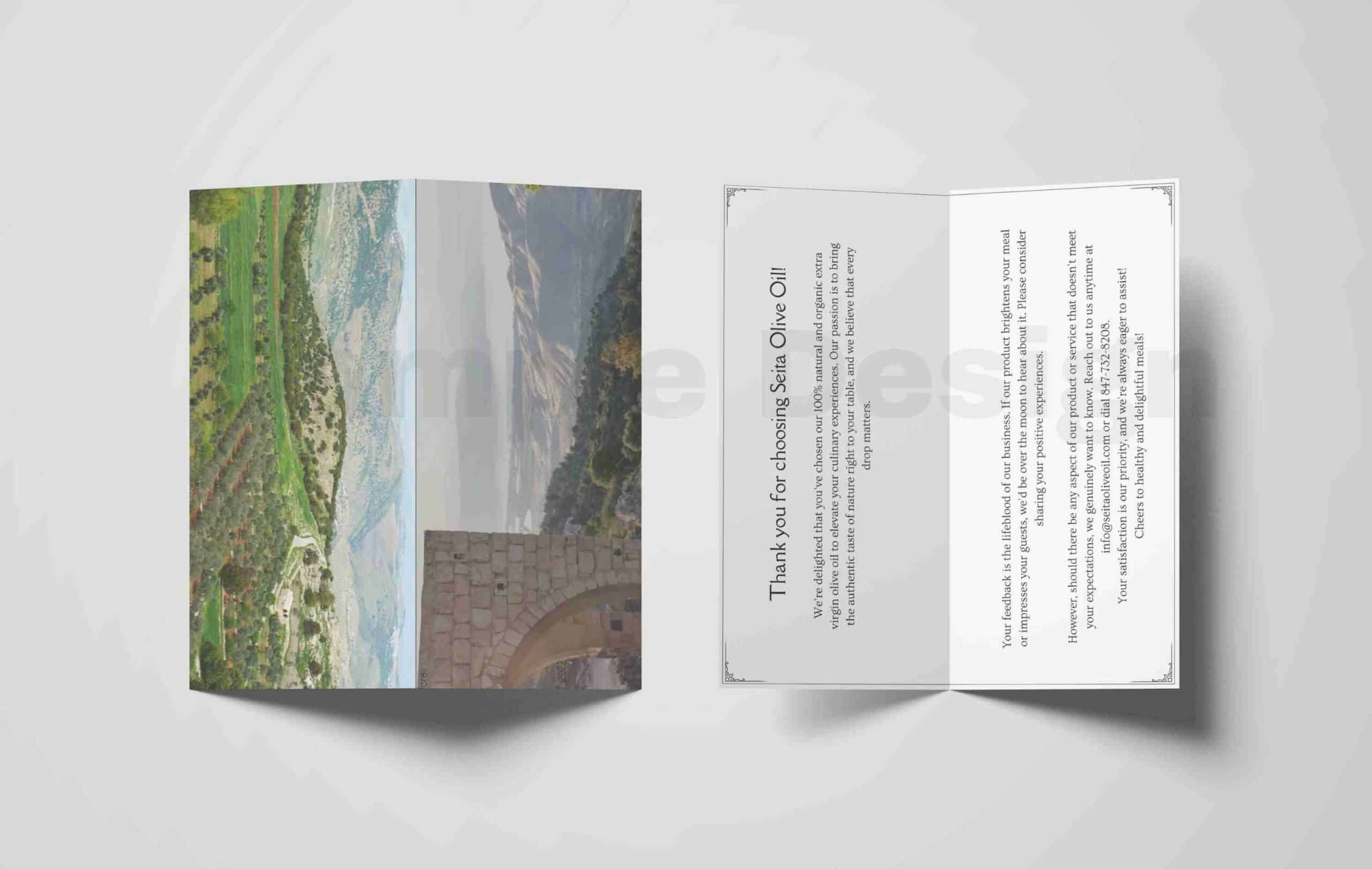 A thoughtfully designed product insert card with a simple thank you for buyers