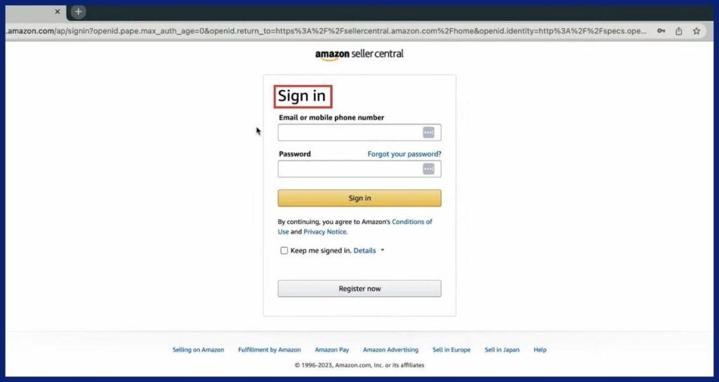 Log into your Seller Central Account
