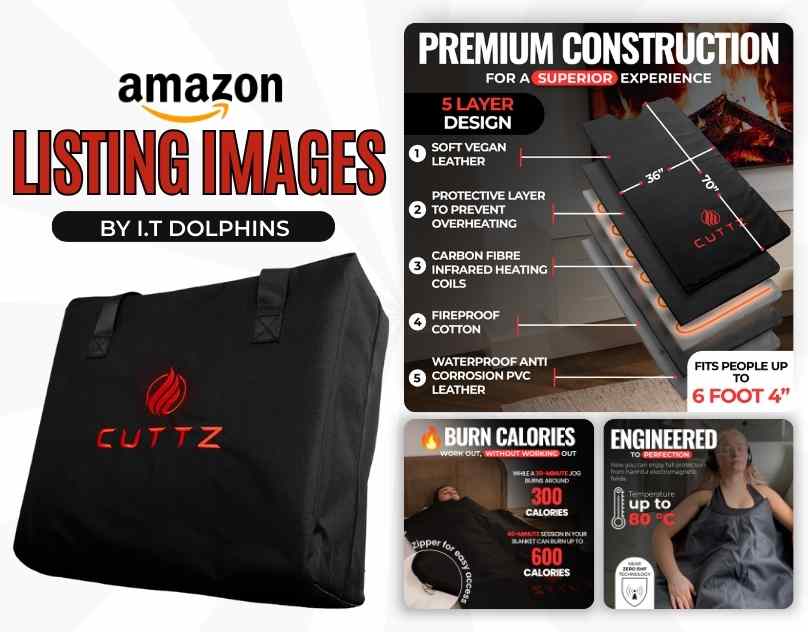 Listing image optimization of a Sauna blanket focusing on its additional features and benefits