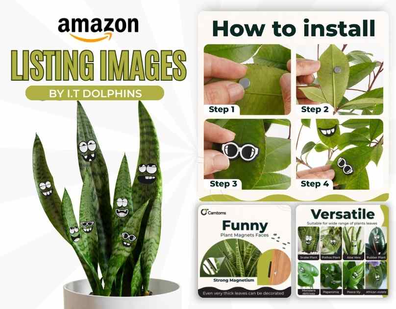 Listing image of funny plant magnet faces with their usage guide to make it optimized