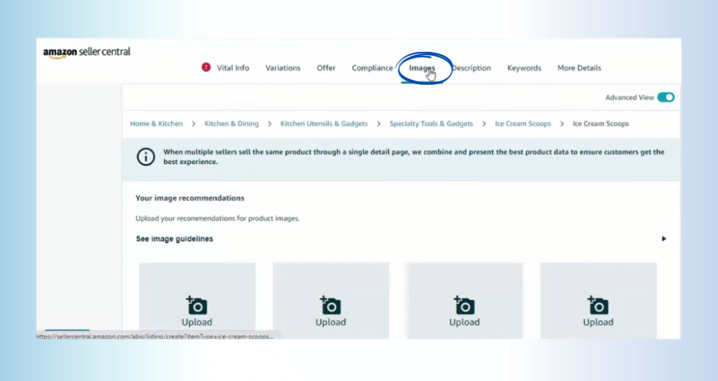 Uploading images on Amazon