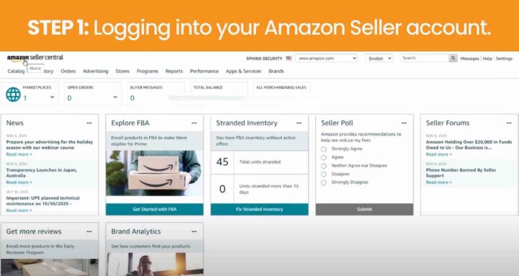 Accessing Amazon Seller Central