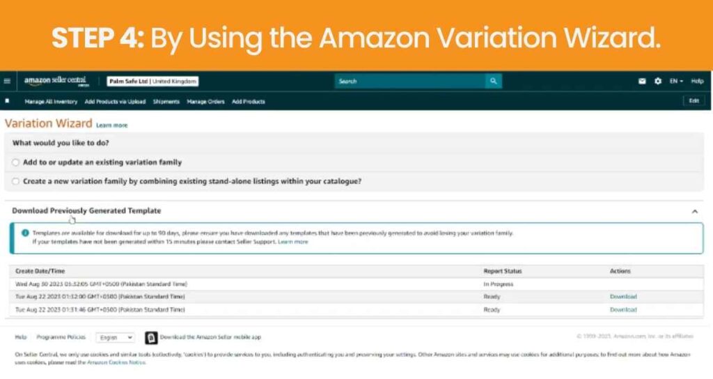 Using the Amazon Variation Wizard